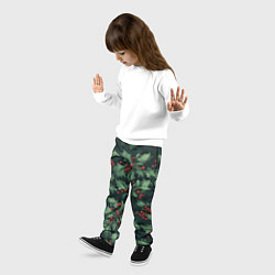 Брюки детские Новогодний паттерн с веточками падуба, цвет: 3D-принт — фото 2