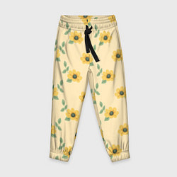 Детские брюки Желтые цветы на желтом фоне - паттерн