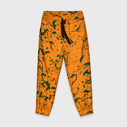 Детские брюки Оранжевый с брызгами зеленой краски
