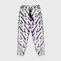 Брюки детские Black and purple stripes on a white background, цвет: 3D-принт