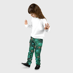Брюки детские Тёмный зелёный текстурированный кубики, цвет: 3D-принт — фото 2