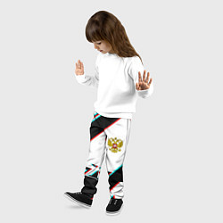 Брюки детские Россия спортивная геометрия глитч, цвет: 3D-принт — фото 2