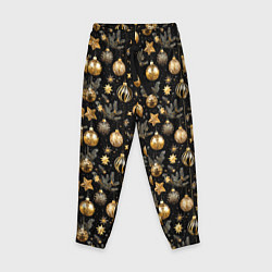 Брюки детские Золотые новогодние шары, цвет: 3D-принт