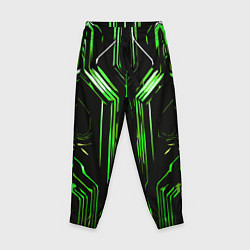 Брюки детские Green stripes on a black background, цвет: 3D-принт