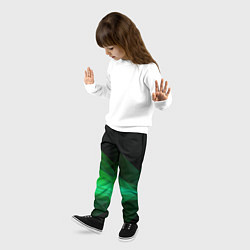 Брюки детские Неоновая зеленая абстракция на черном фоне, цвет: 3D-принт — фото 2