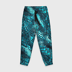 Брюки детские Бирюзовая чешуя рептилии - абстрактный паттерн, цвет: 3D-принт