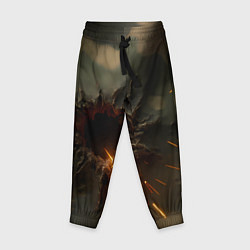 Брюки детские Следы от пуль на камуфляже, цвет: 3D-принт