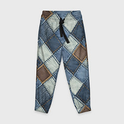 Детские брюки Джинсовый пэчворк ромбовый узор