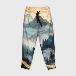 Брюки детские Японские горы и туман, цвет: 3D-принт