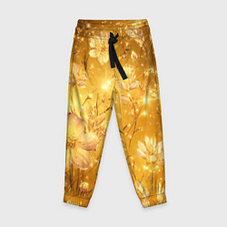 Детские брюки Цветочный золотой с искрами