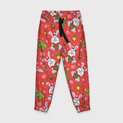 Брюки детские Новогодний паттерн с зайчиком, цвет: 3D-принт