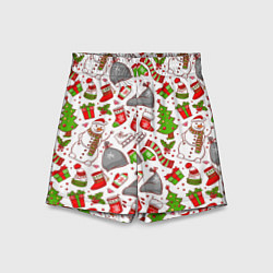 Шорты детские Новогодний фон, цвет: 3D-принт