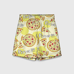Шорты детские Узор - Пицца на желтом, цвет: 3D-принт