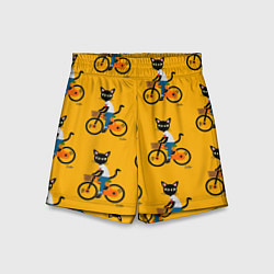 Шорты детские Котики на велосипедах, цвет: 3D-принт
