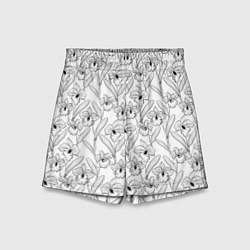 Шорты детские Скетч Цветы орхидеи, цвет: 3D-принт