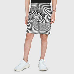Шорты детские Черно белый мозаичный узор, цвет: 3D-принт — фото 2