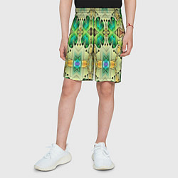 Шорты детские Green abstract 3d, цвет: 3D-принт — фото 2