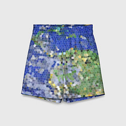 Шорты детские Планета Земля - пиксельный рисунок, цвет: 3D-принт