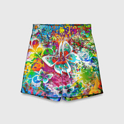 Шорты детские Яркое безумие Бабочки, кляксы, граффити, цвет: 3D-принт