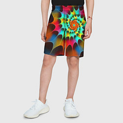 Шорты детские Красочная неоновая спираль Colorful neon spiral, цвет: 3D-принт — фото 2