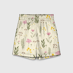 Шорты детские Цветы Нарисованные Дикие, цвет: 3D-принт