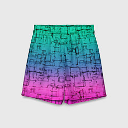 Шорты детские Абстрактный узор на розово-бирюзовом градиентном ф, цвет: 3D-принт
