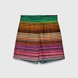 Шорты детские Multicolored thin stripes Разноцветные полосы, цвет: 3D-принт