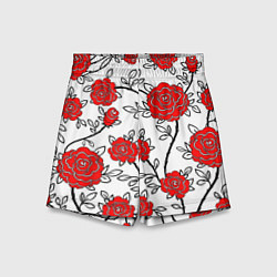 Шорты детские BEAUTIFUL RED ROSES, цвет: 3D-принт
