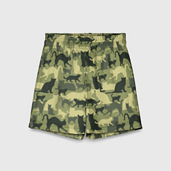 Шорты детские Кошачий камуфляж в зеленой гамме, цвет: 3D-принт