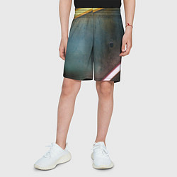 Шорты детские Абстрактная тёмная поверхность и неоновые фонари, цвет: 3D-принт — фото 2