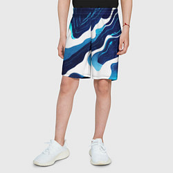 Шорты детские Синие разводы краски, цвет: 3D-принт — фото 2
