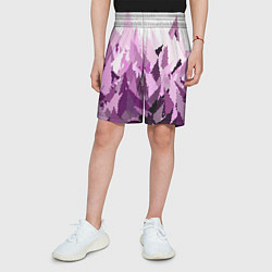 Шорты детские Мозаичный узор в розовых и сиреневых тонах на бело, цвет: 3D-принт — фото 2
