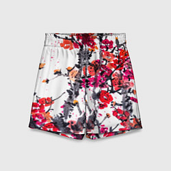 Шорты детские Живописная ветка сакуры, цвет: 3D-принт