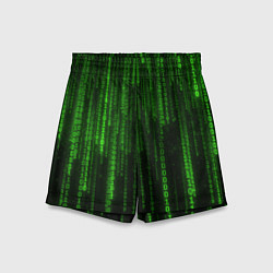 Шорты детские Двоичный код зеленый, цвет: 3D-принт