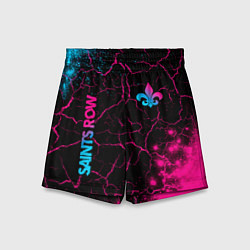 Шорты детские Saints Row - neon gradient: надпись, символ, цвет: 3D-принт