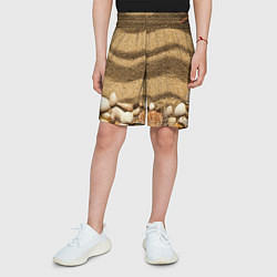 Шорты детские Ракушки на песчаном берегу, цвет: 3D-принт — фото 2
