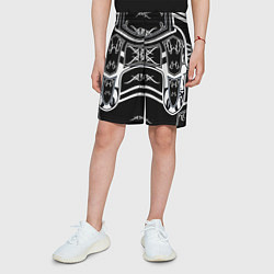 Шорты детские ЧБ рыцарь, цвет: 3D-принт — фото 2
