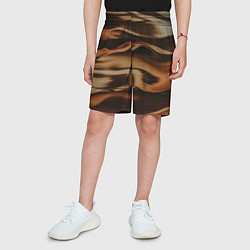 Шорты детские Тёмно-золотые нановолны, цвет: 3D-принт — фото 2