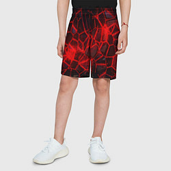 Шорты детские Кристаллы в красных нитях, цвет: 3D-принт — фото 2