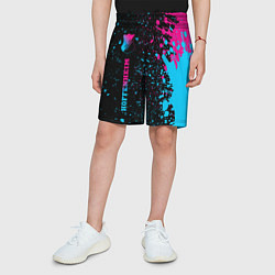 Шорты детские Hoffenheim - neon gradient: по-вертикали, цвет: 3D-принт — фото 2