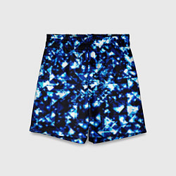 Шорты детские Неоновые синие треугольники блестящие, цвет: 3D-принт