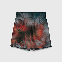 Шорты детские Абстрактные волны красок и дыма во тьме, цвет: 3D-принт
