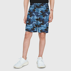 Шорты детские Сине-черный камуфляж, цвет: 3D-принт — фото 2
