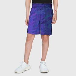 Шорты детские Абстрактный синий разводы, цвет: 3D-принт — фото 2