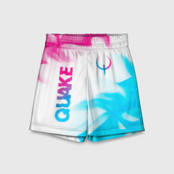 Детские шорты Quake neon gradient style: надпись, символ