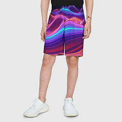 Шорты детские Волны из неона, цвет: 3D-принт — фото 2