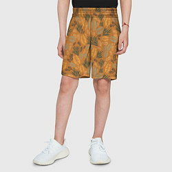Шорты детские Мексиканские оранжевые папаротники, цвет: 3D-принт — фото 2