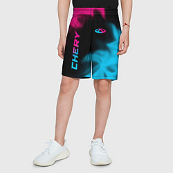 Шорты детские Chery - neon gradient: надпись, символ, цвет: 3D-принт — фото 2