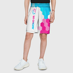 Шорты детские Among Us neon gradient style: по-вертикали, цвет: 3D-принт — фото 2