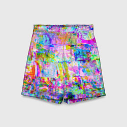 Шорты детские Яркий неоновый абстрактный Glitch, цвет: 3D-принт